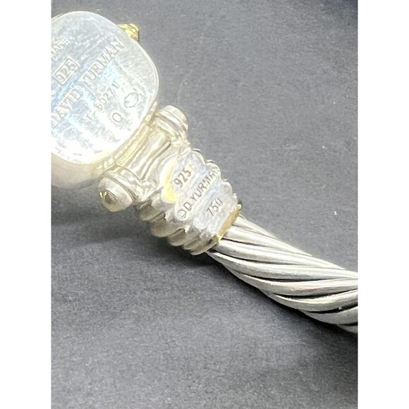 David Yurman Vintage 18k Gold Sterling MOP Rare Stick Dial Diamond Bangle Watch - Picture 8 of 16